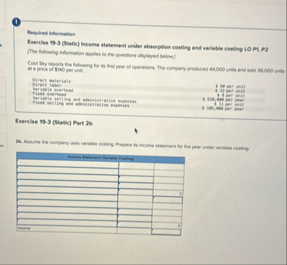 1 Required information Exercise 1 9 - 3 ( Static