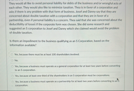 They would all like to avoid personal liability