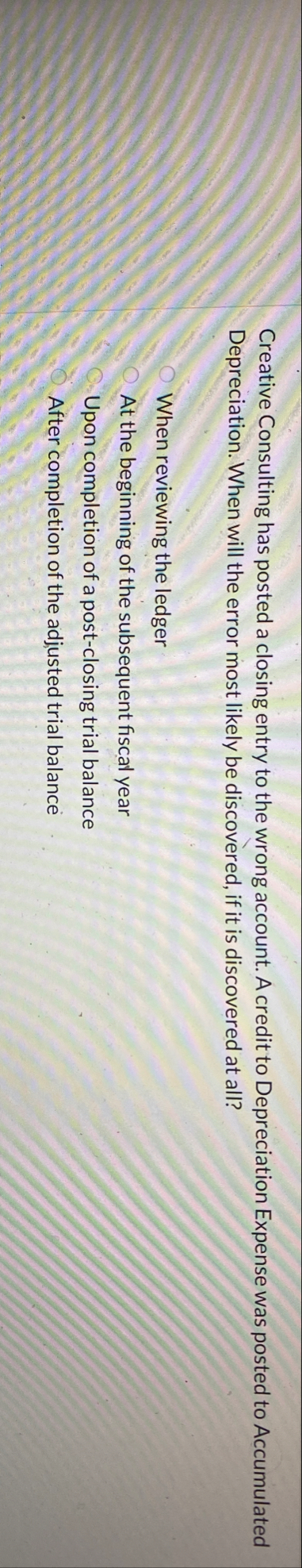 Creative Consulting has posted a closing entry to