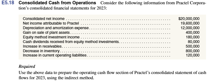 E 5 . 1 8 Consolidated Cash from Operations