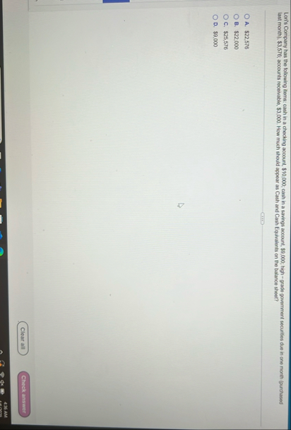 Lor's Company has the following items: cash in a