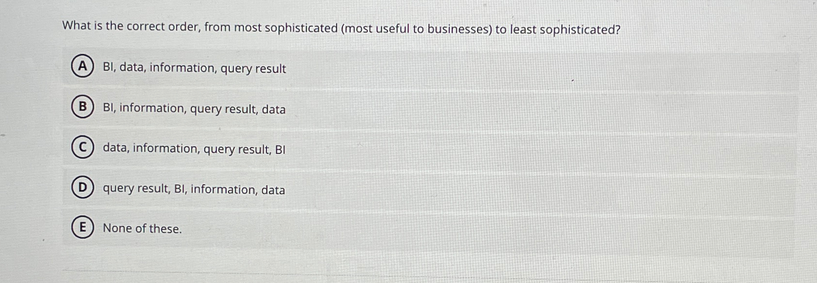 What is the correct order, from most