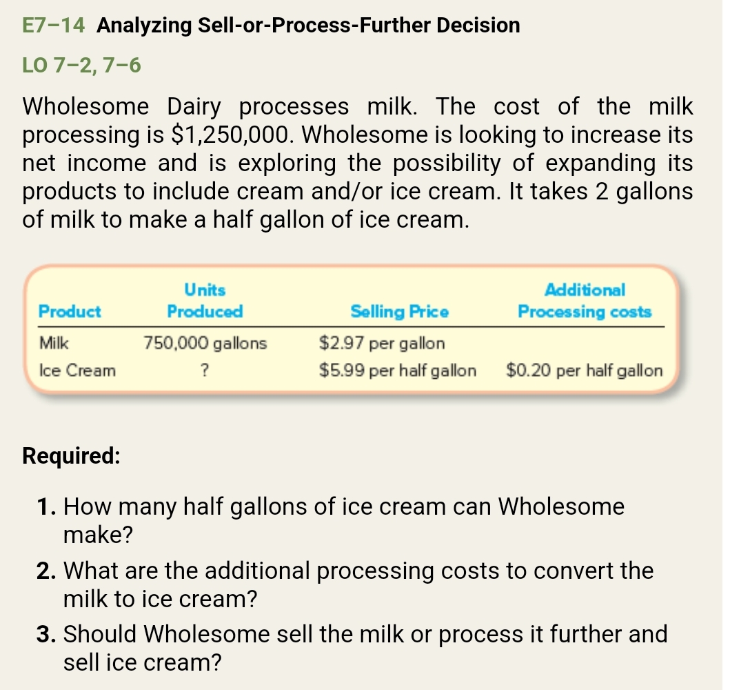 E 7 - 1 4 Analyzing Sell - or - Process - Further