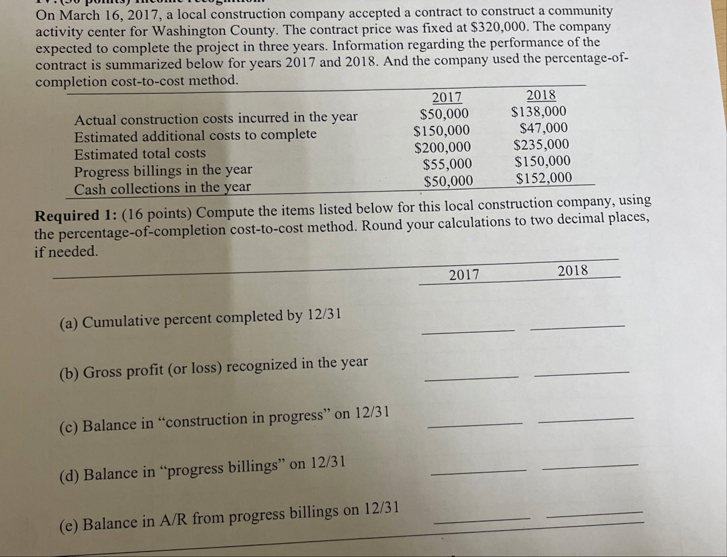 On March 1 6 , 2 0 1 7 , a local construction