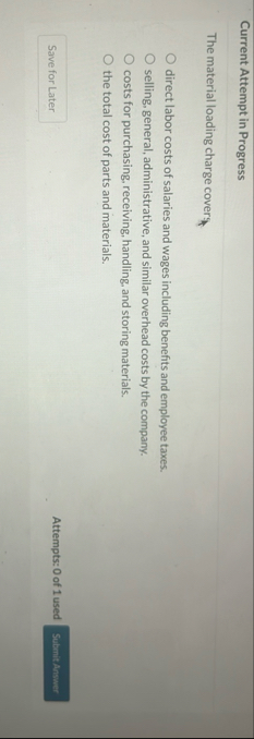 Current Attempt in Progress The material loading