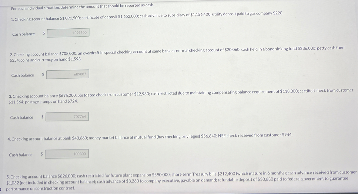 For each individual situation, determine the