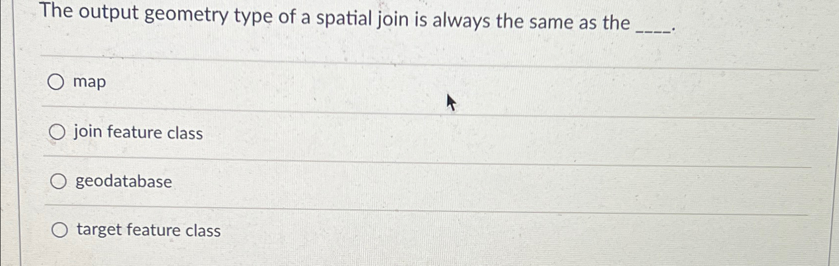 The output geometry type of a spatial join is