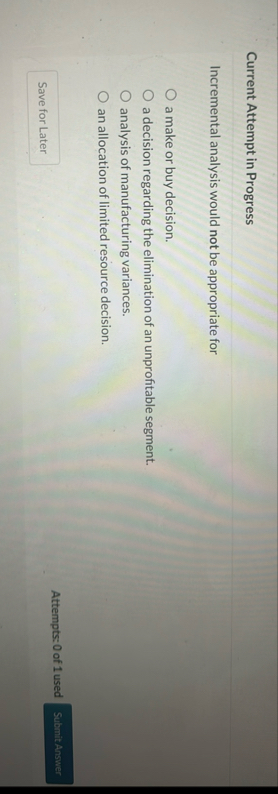 Current Attempt in Progress Incremental analysis