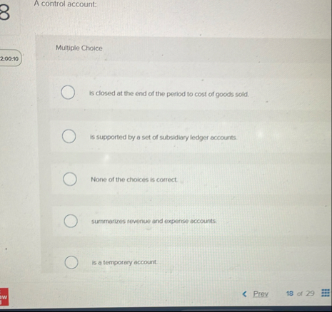 A control account: Multiple Choice 2 0 0 : 1 0 is