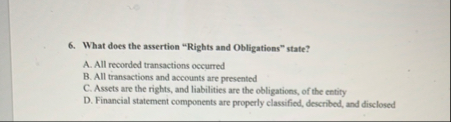 What does the assertion "Rights and Obligations"