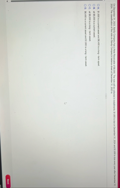 On December 3 1 , 2 0 2 3 , Sandy Company has a