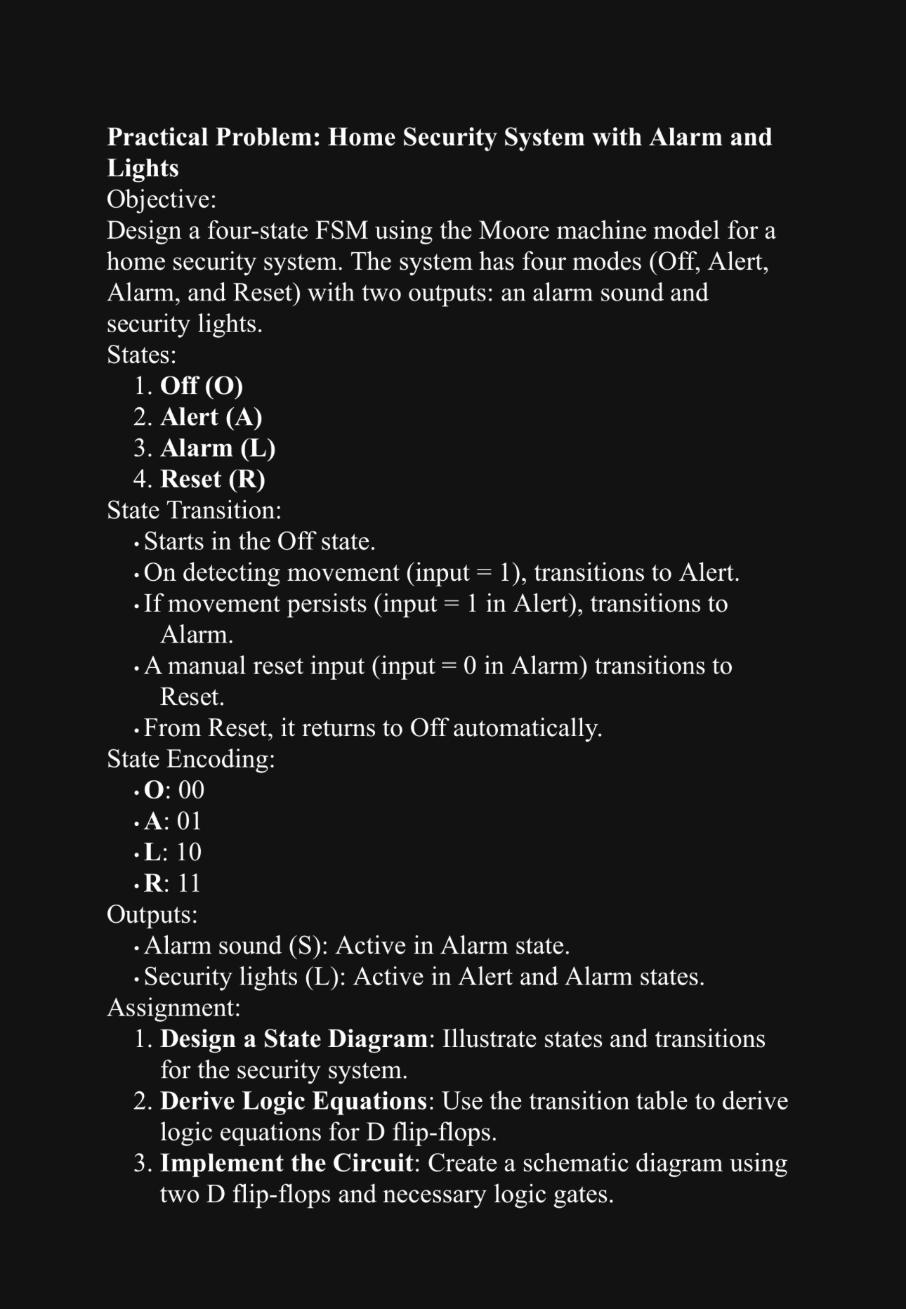 Practical Problem: Home Security System with