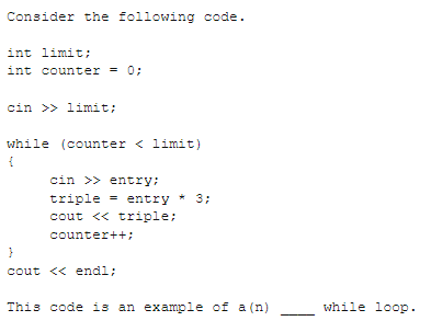 This code is an example of a ( n ) while loop.