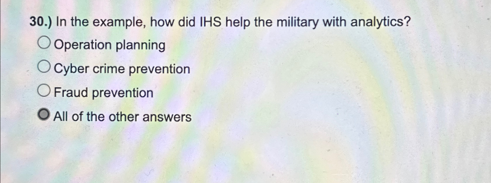 3 0 . ) In the example, how did IHS help the