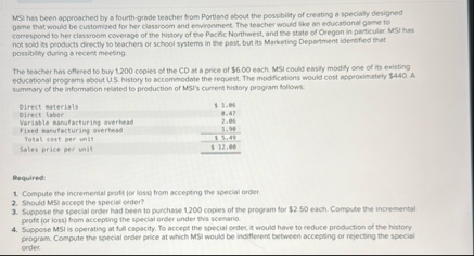 MSi has been approached by a fourth - grade