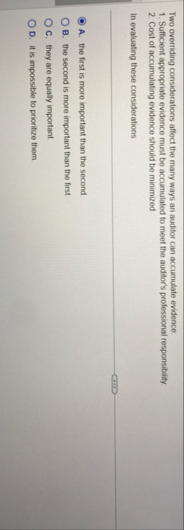 Two overriding considerations affect the many