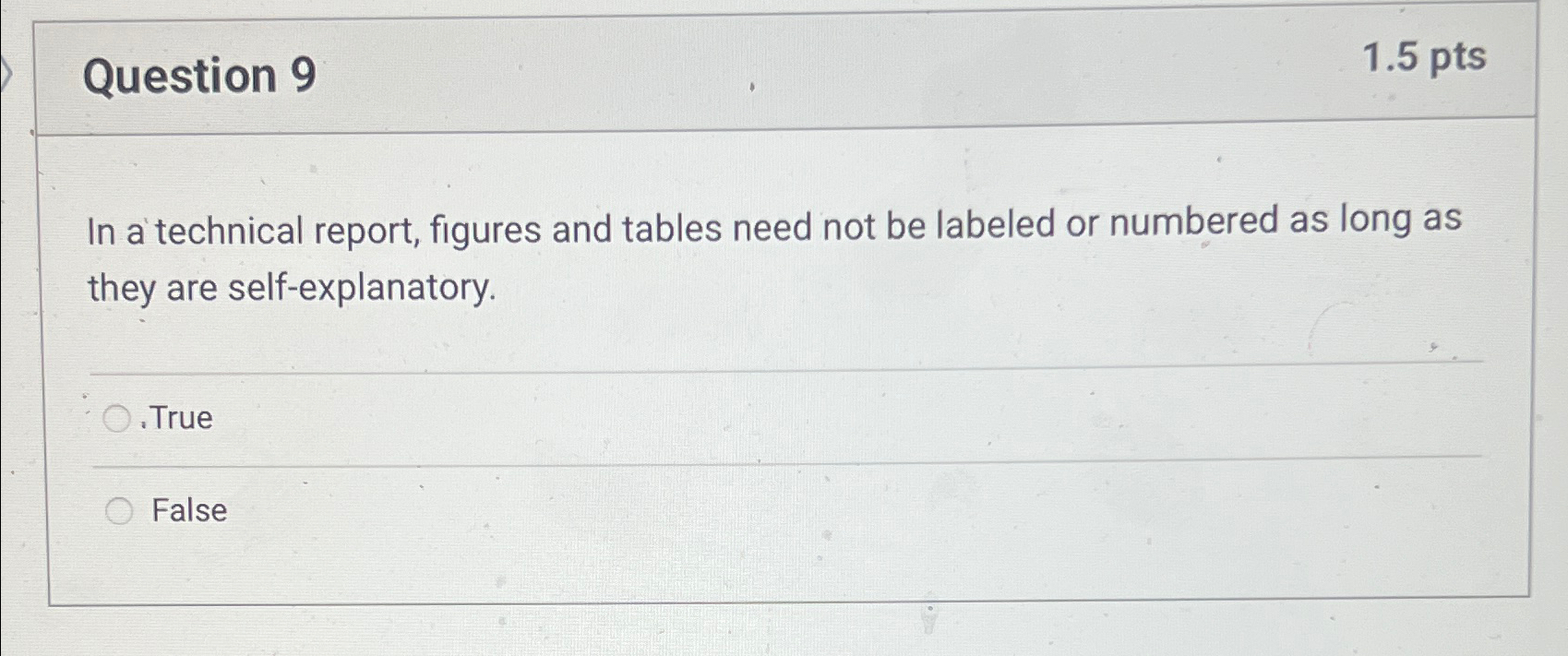 Question 9 1 . 5 p t s In a technical report,