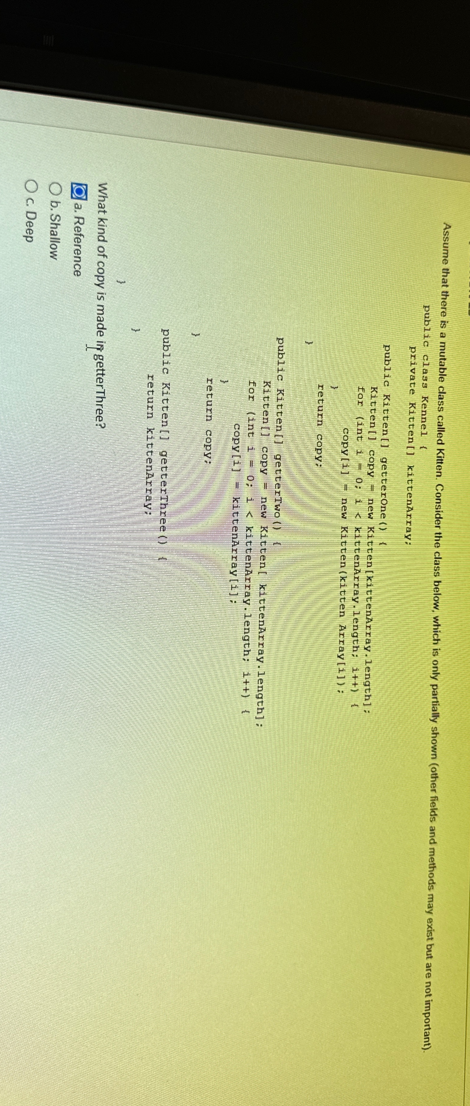 Assume that there is a mutable class called