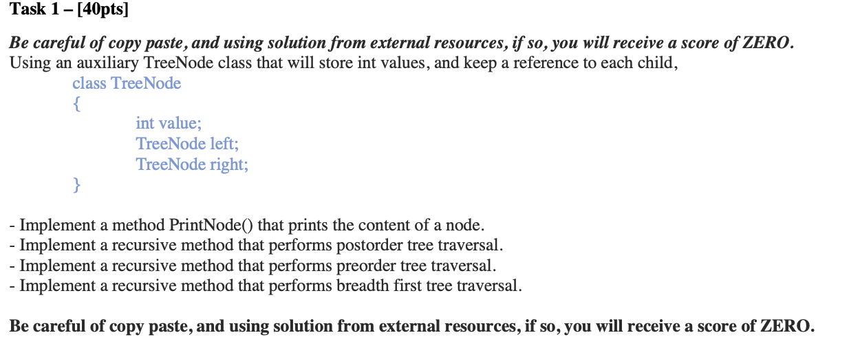 Implement a method PrintNode ( ) that prints the
