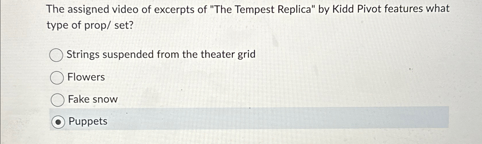 The assigned video of excerpts of "The Tempest