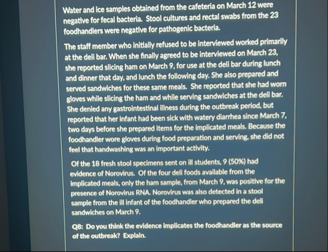 Water and ice samples obtained from the cafeteria
