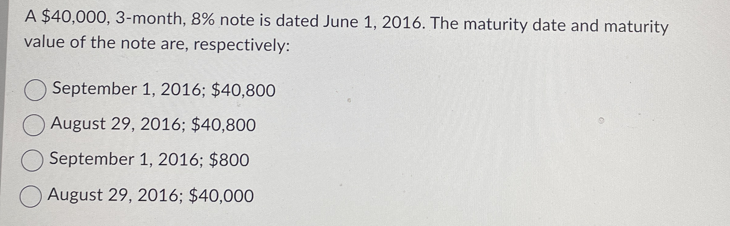 A $ 4 0 , 0 0 0 , 3 - month, 8 % note is dated