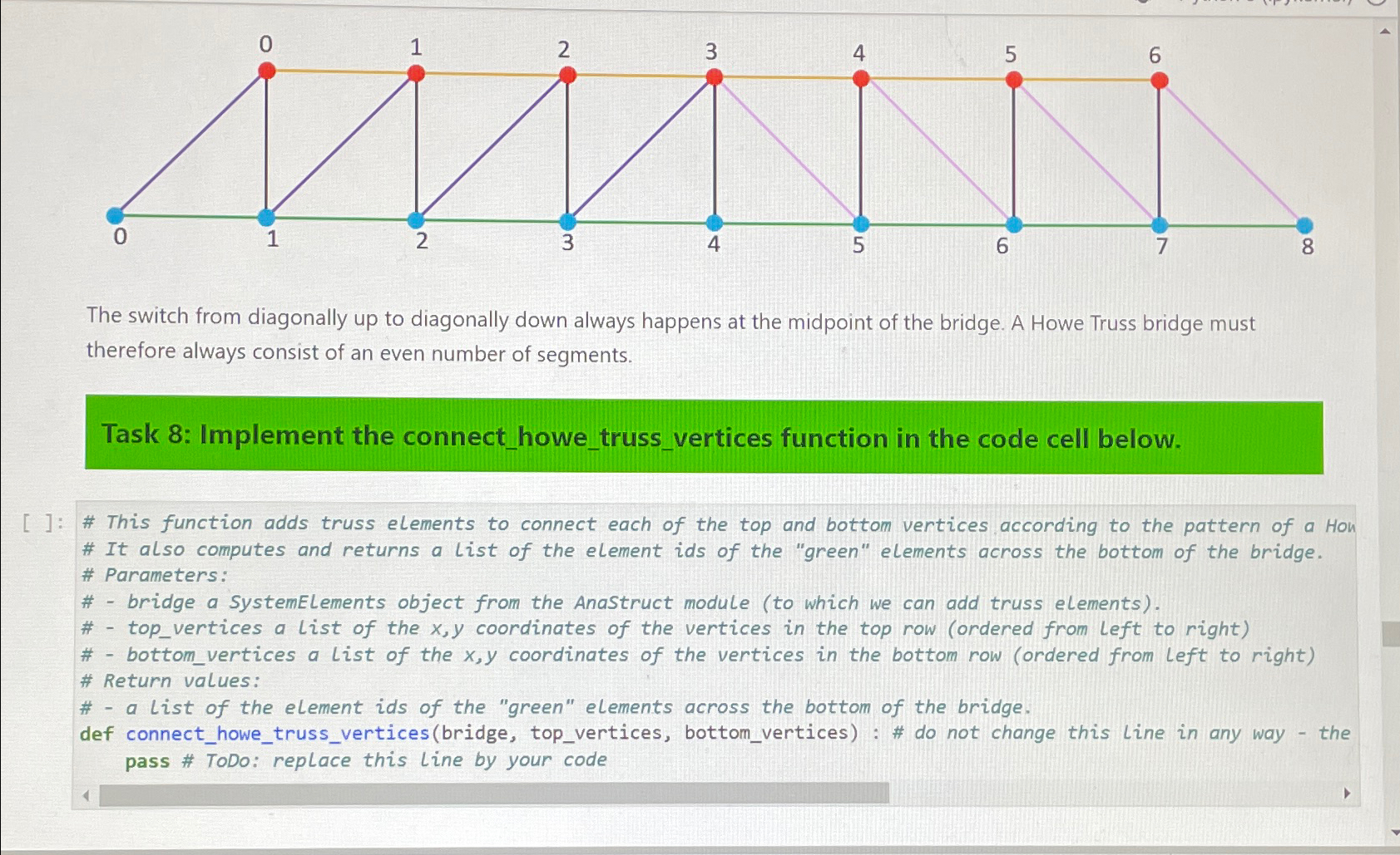 Python Task: Implement the connect _ howe _ truss
