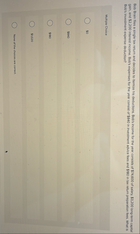 Bob Brain flies a single tax return and decides