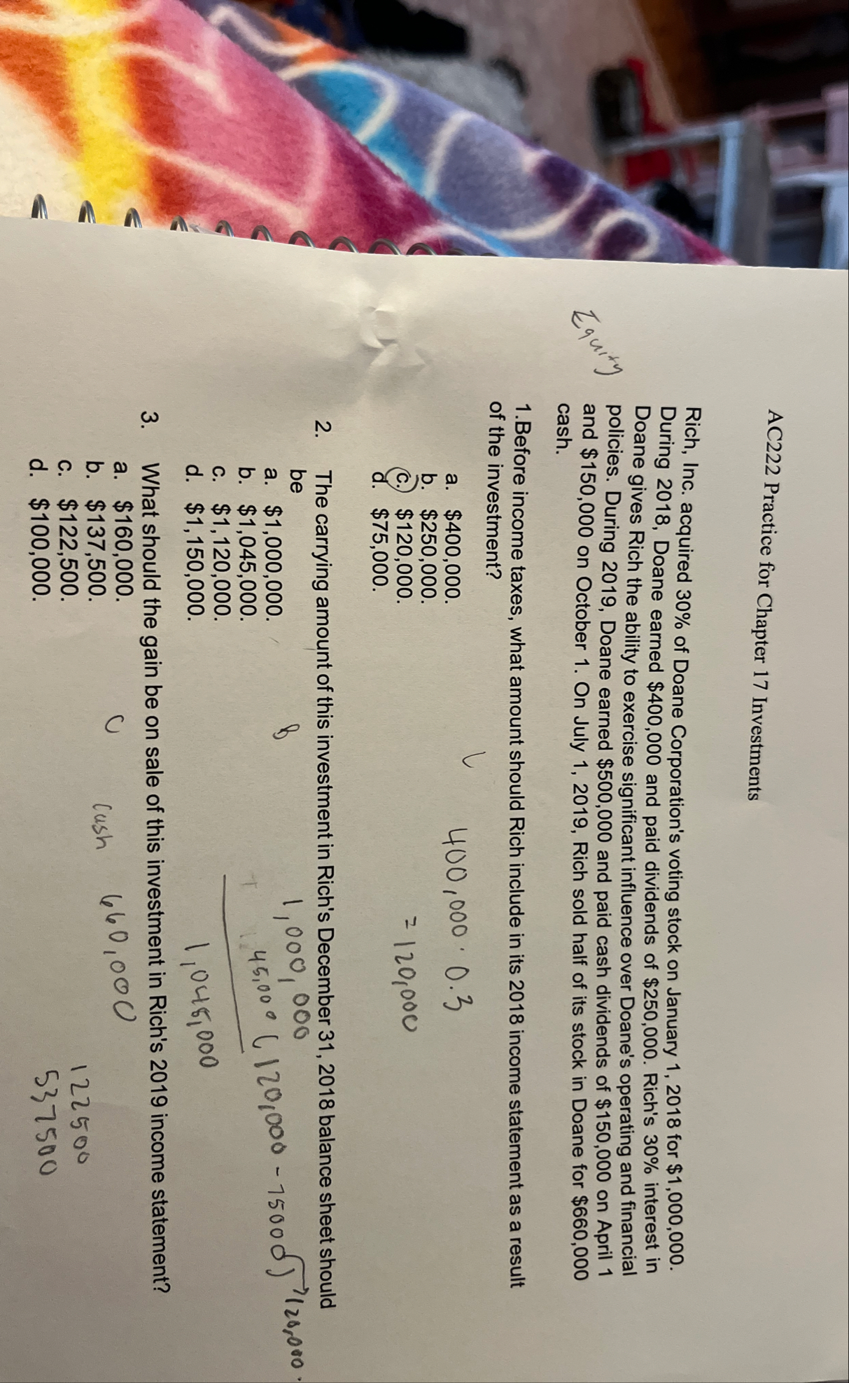 AC 2 2 2 Practice for Chapter 1 7 Investments