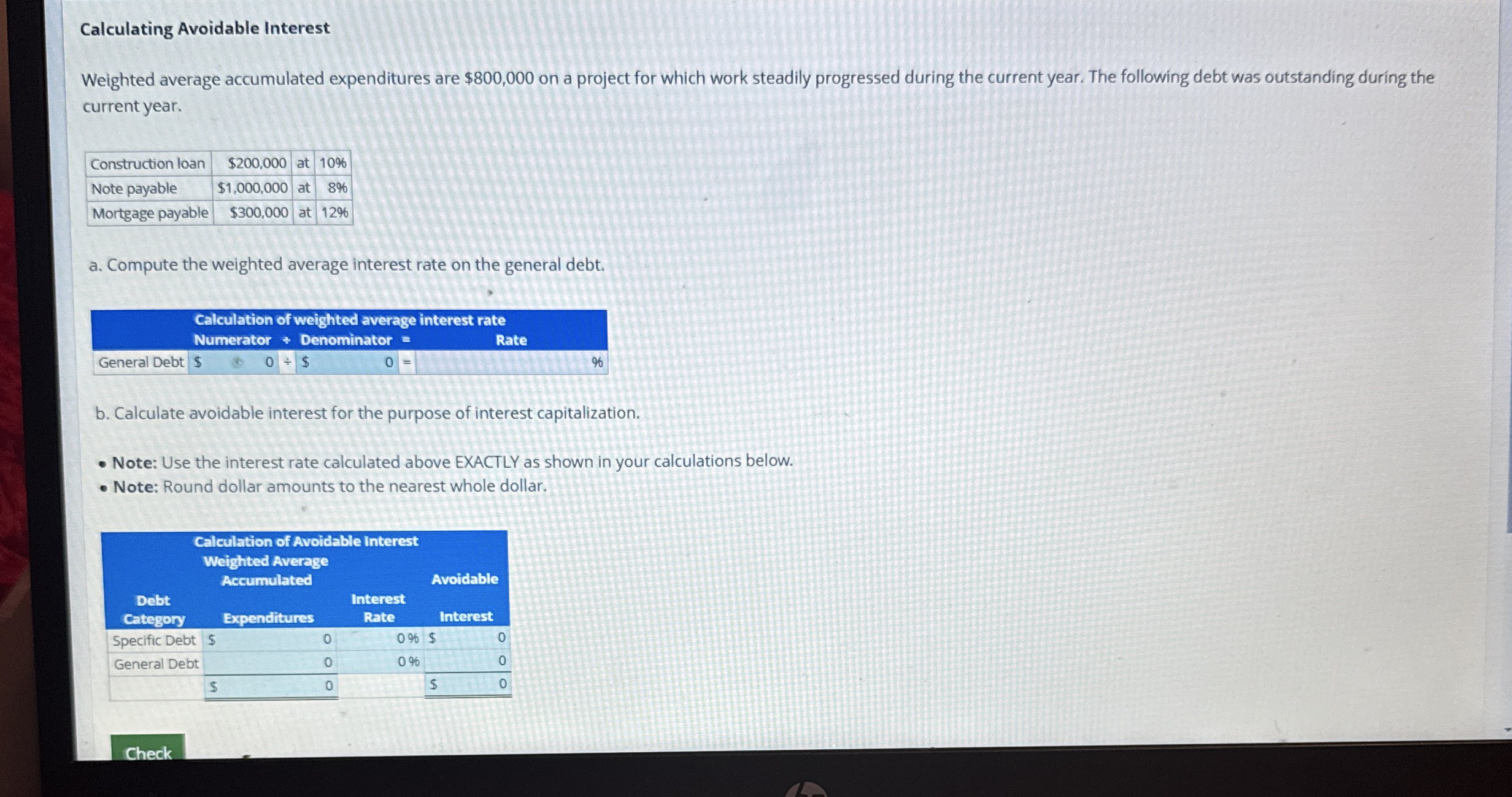 Calculating Avoidable Interest Weighted average