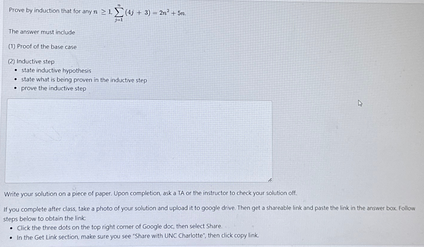 Prove by induction that for any n 1 , j = 1 n ( 4
