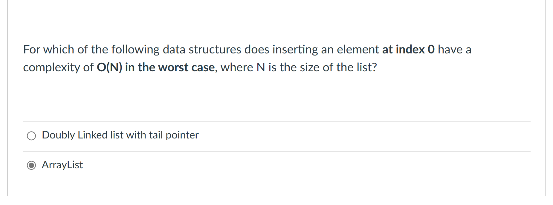 For which of the following data structures does