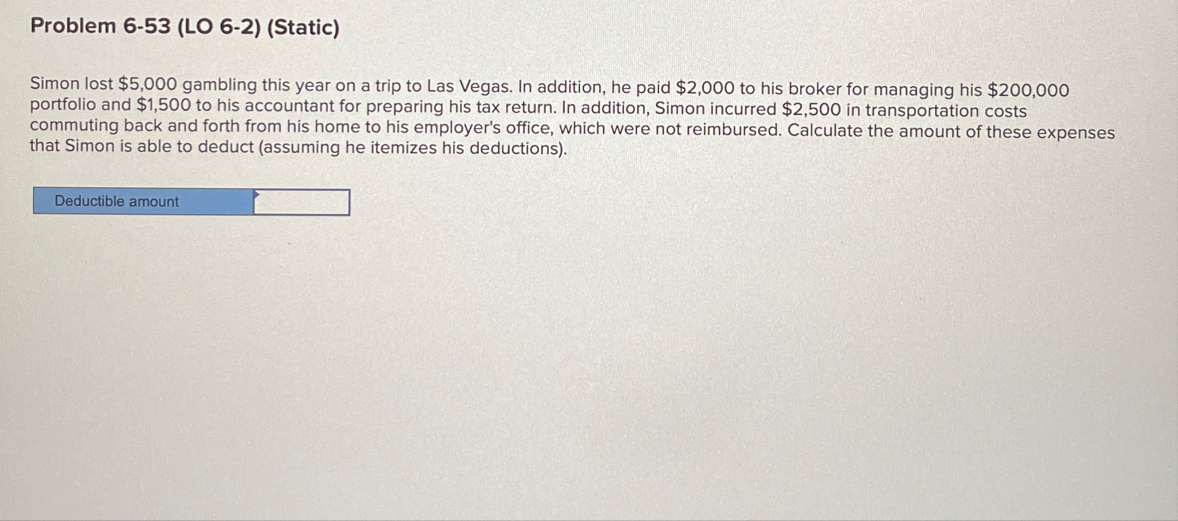 Problem 6 - 5 3 ( LO 6 - 2 ) ( Static ) Simon