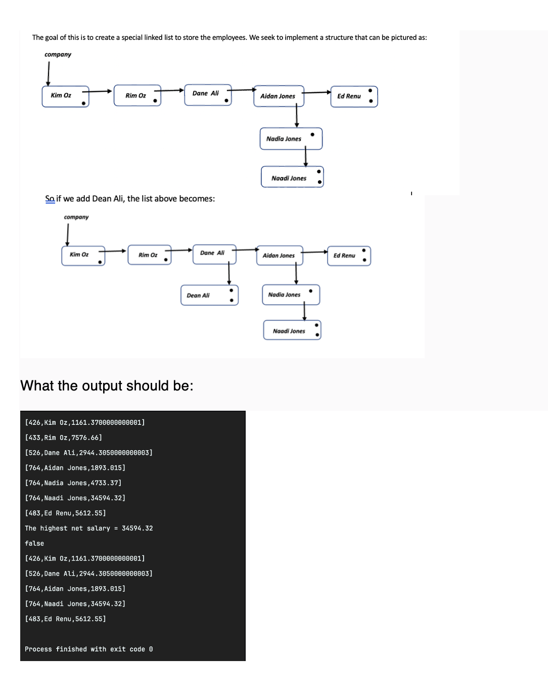Create the class Employee with int id , String