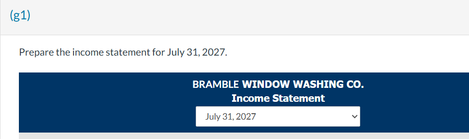 ( g 1 ) Prepare the balance sheet for July 3 1 ,
