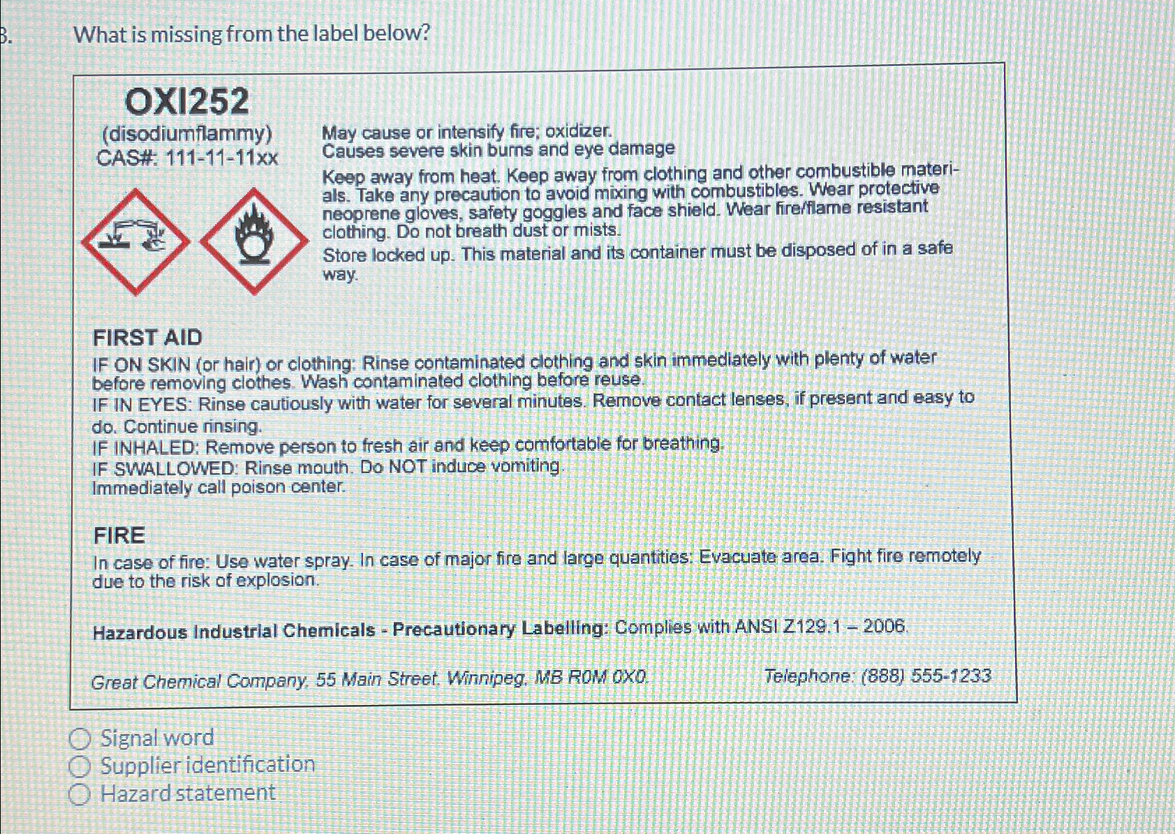 What is missing from the label below? \ table [ [