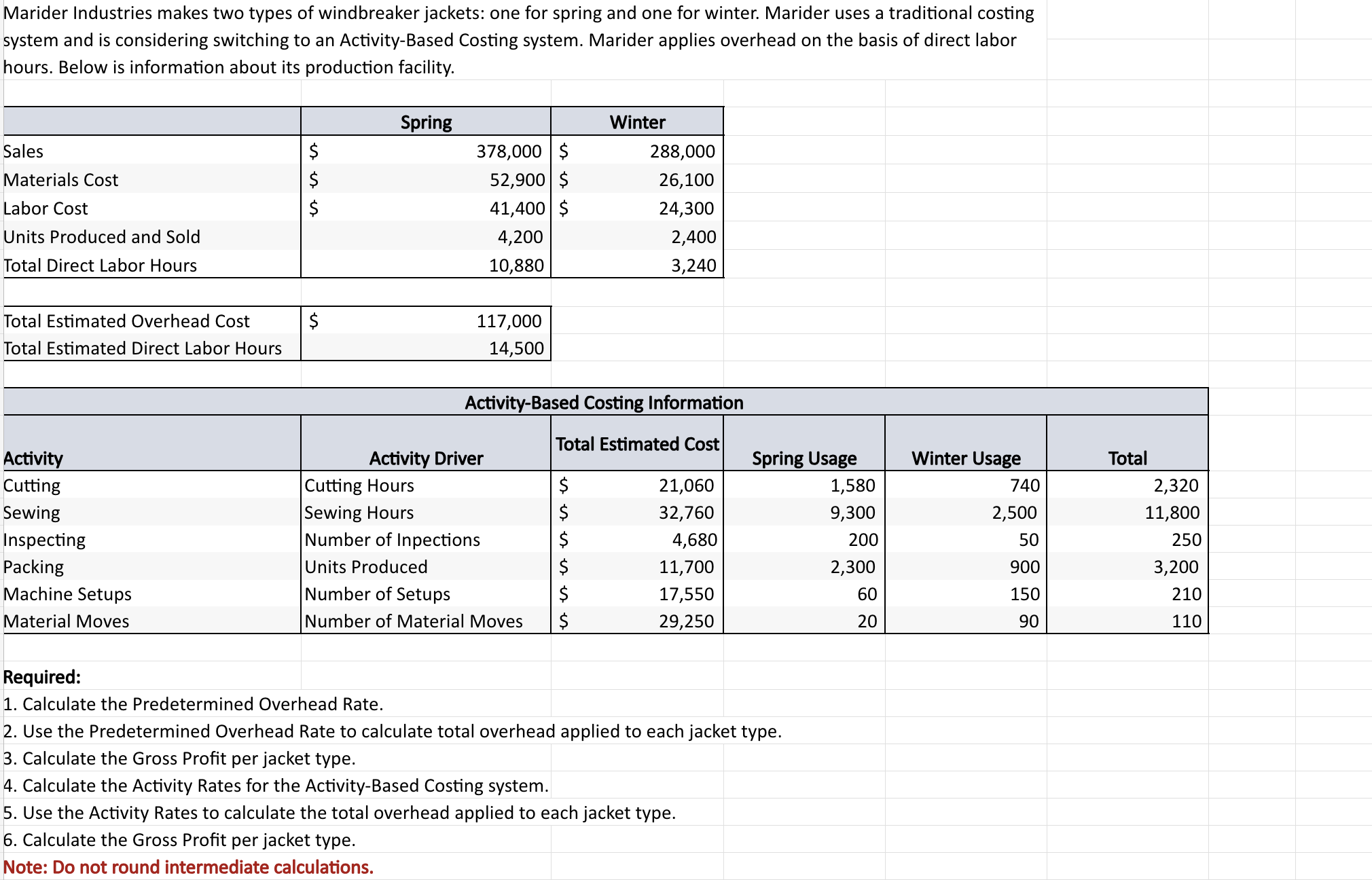 Comparing a Traditional Costing System to an