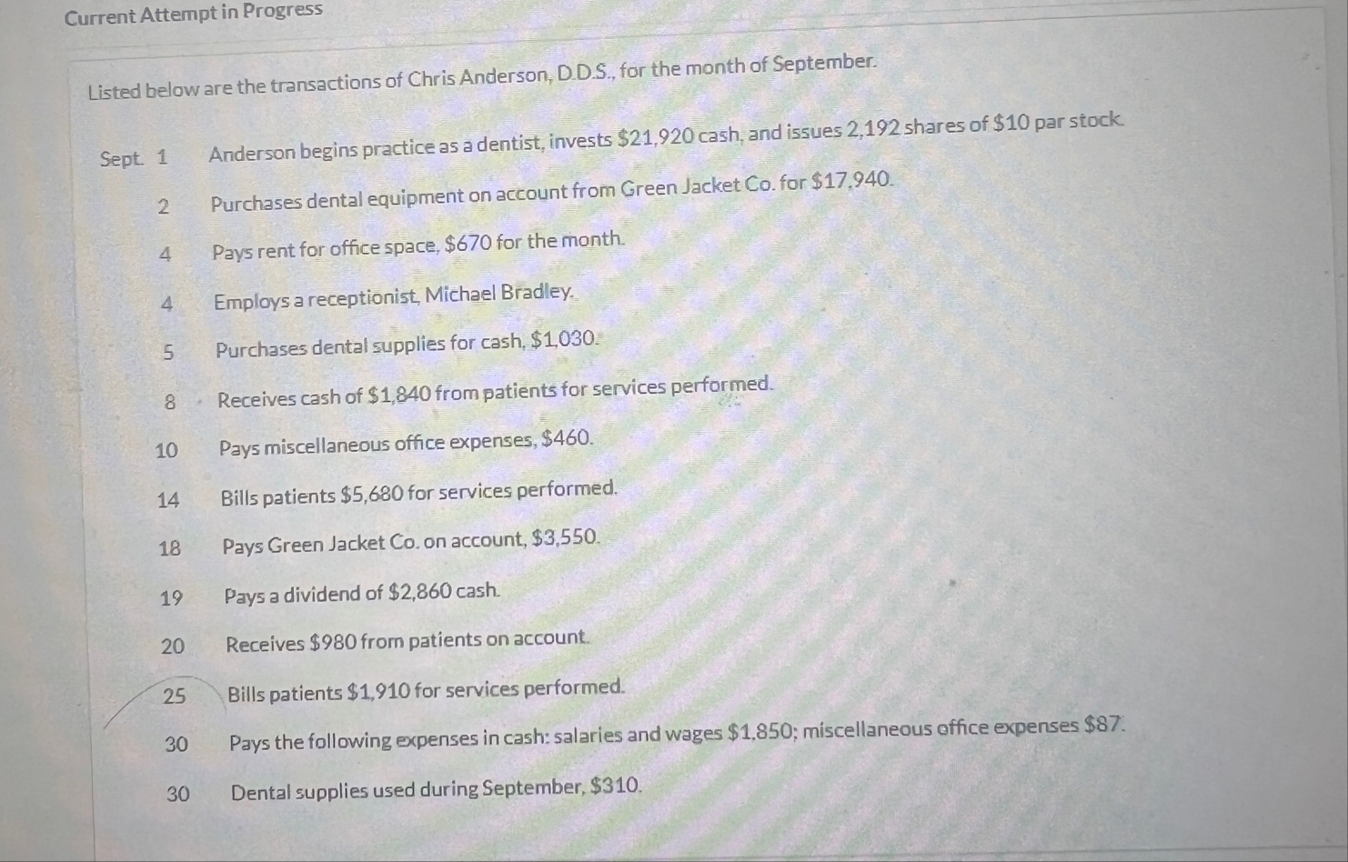 Current Attempt in Progress Listed below are the