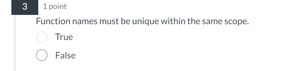 3 , 1 point Function names must be unique within