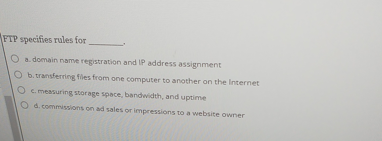 FTP specifies rules for q , a . domain name