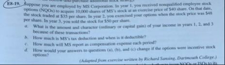 ES - 1 9 . Suppose you are employed by MS