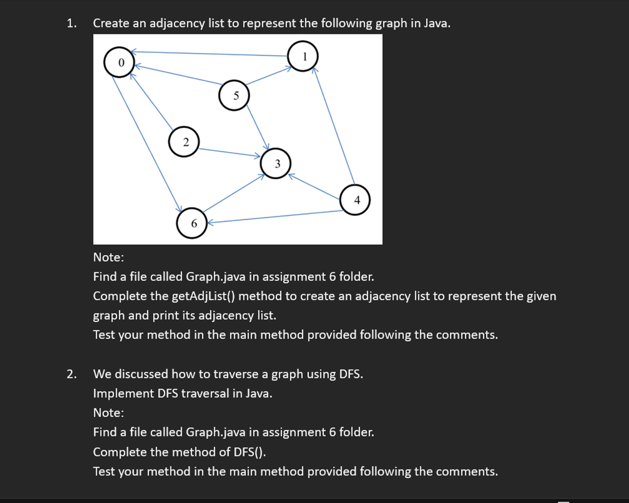 Create an adjacency list to represent the