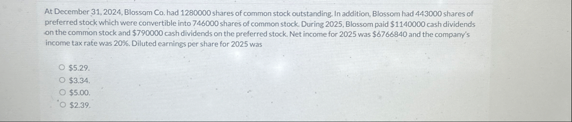 At December 3 1 , 2 0 2 4 , Blossam Co . had 1 2