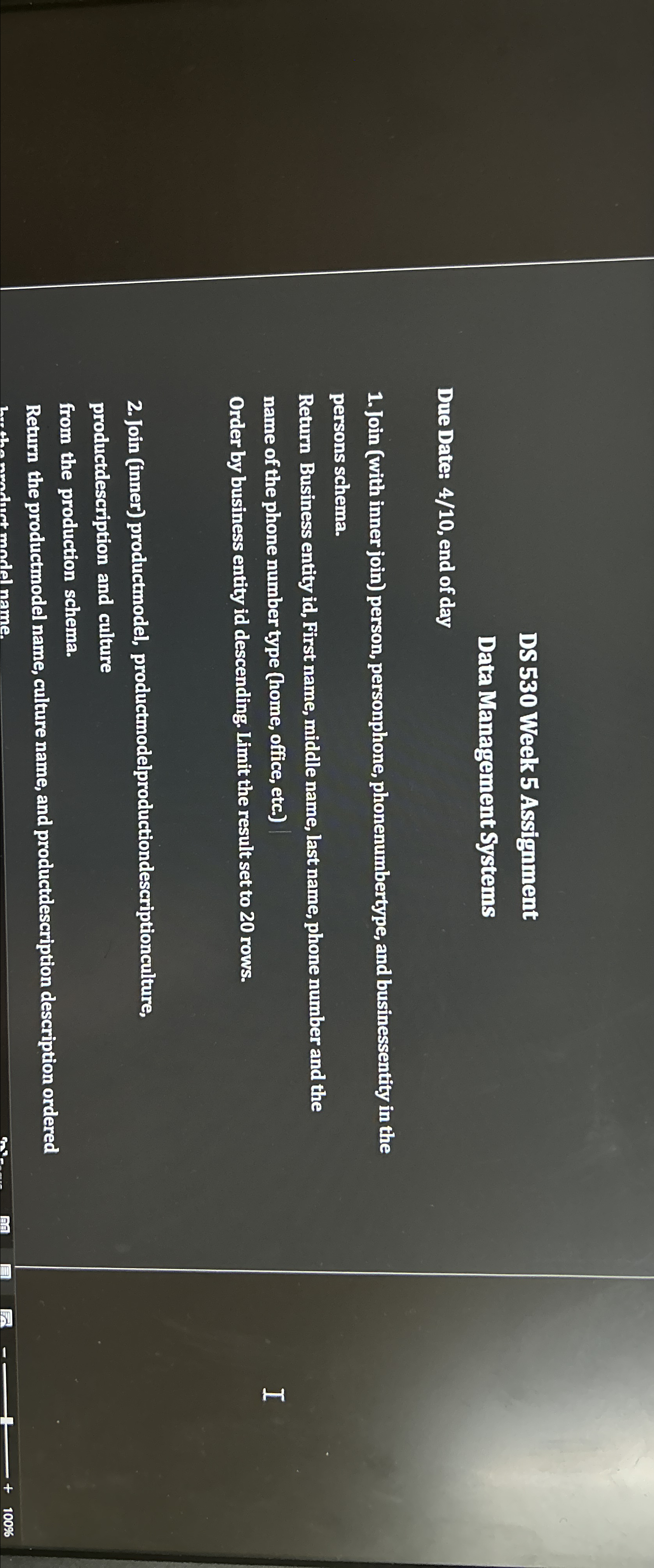 DS 5 3 0 Week 5 Assignment Data Management