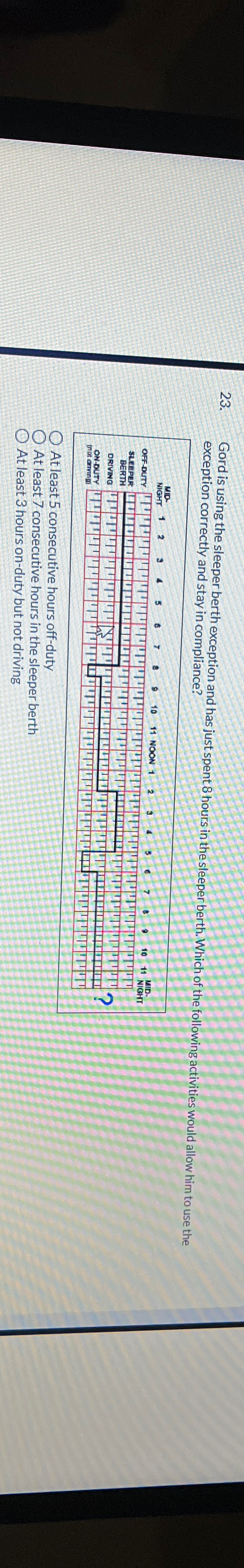 Gord is using the sleeper berth exception and has