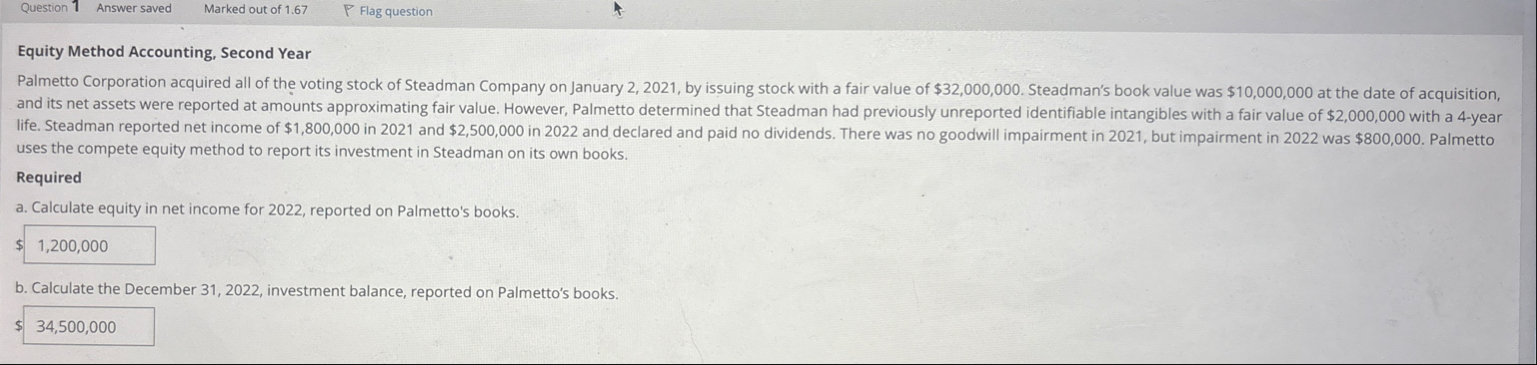 Equity Method Accounting, Second Year uses the