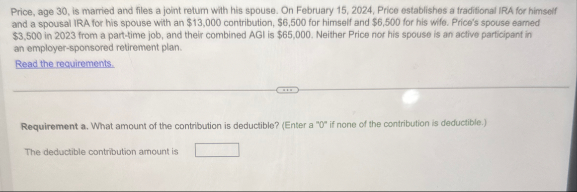 Price, age 3 0 , is married and files a joint