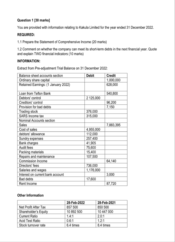 Question 1 [ 3 0 marks ] You are provided with