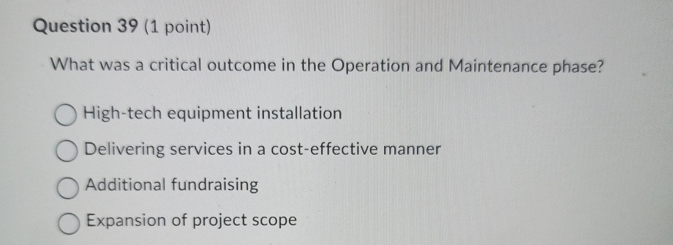 Question 3 9 ( 1 point ) What was a critical