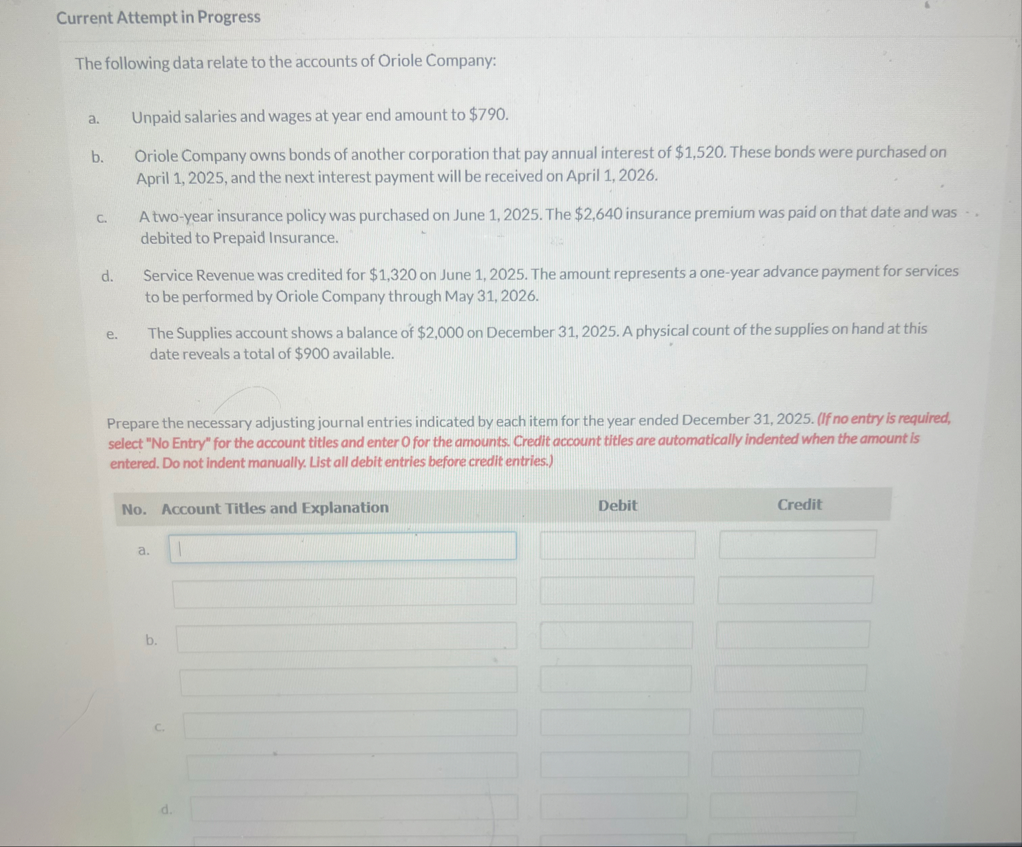 Current Attempt in Progress The following data